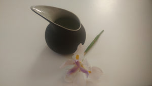 Black Porcelain Creamer for Olive Oil, Maple Syrup, Salad Dressing